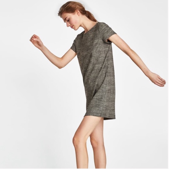 Zara Woman Gray Plaid Check Shift Mini Dress - Picture 2 of 7